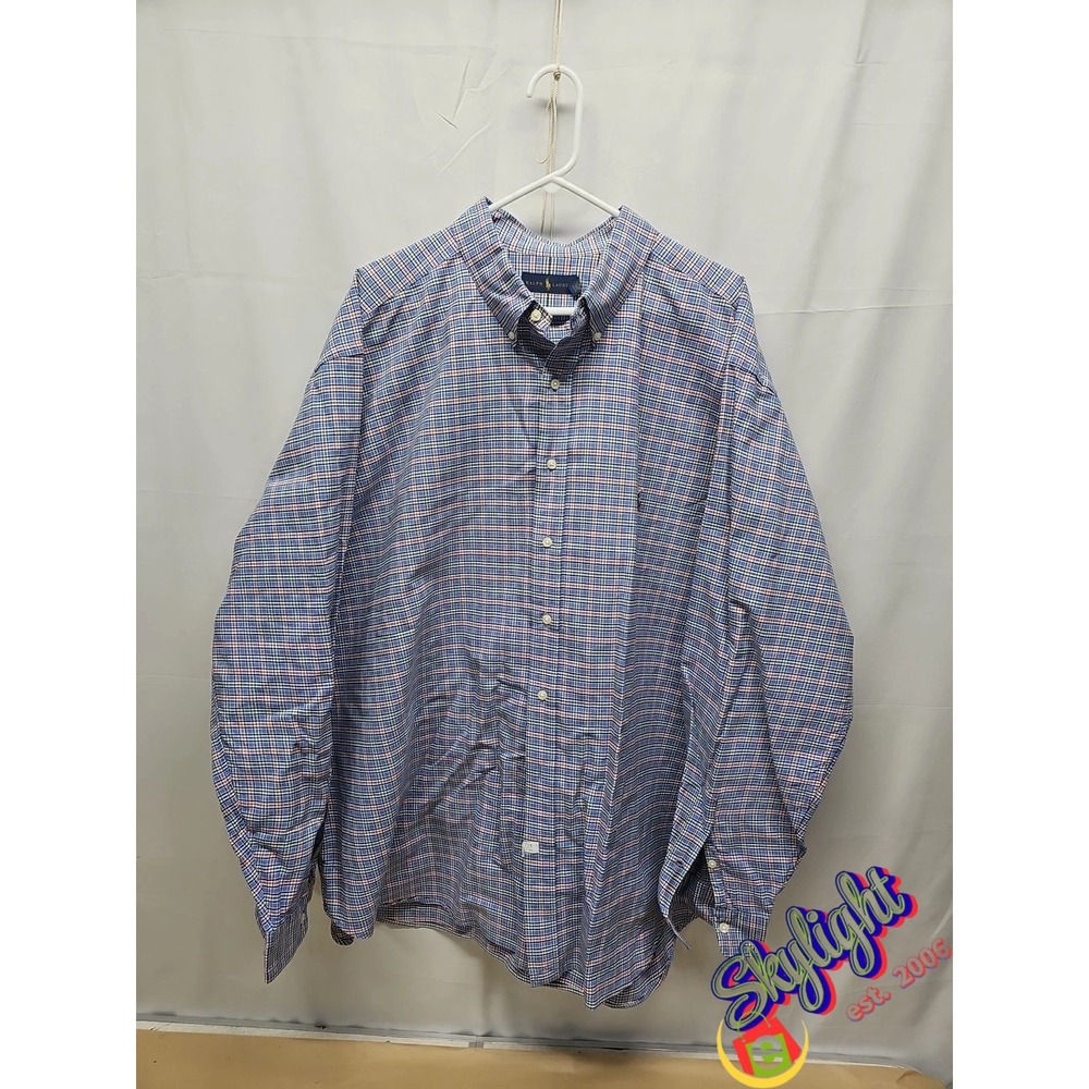 Polo Ralph Lauren Men's‎ Long Sleeve Button Down Blue Shirt Small Plaid Size 3XB